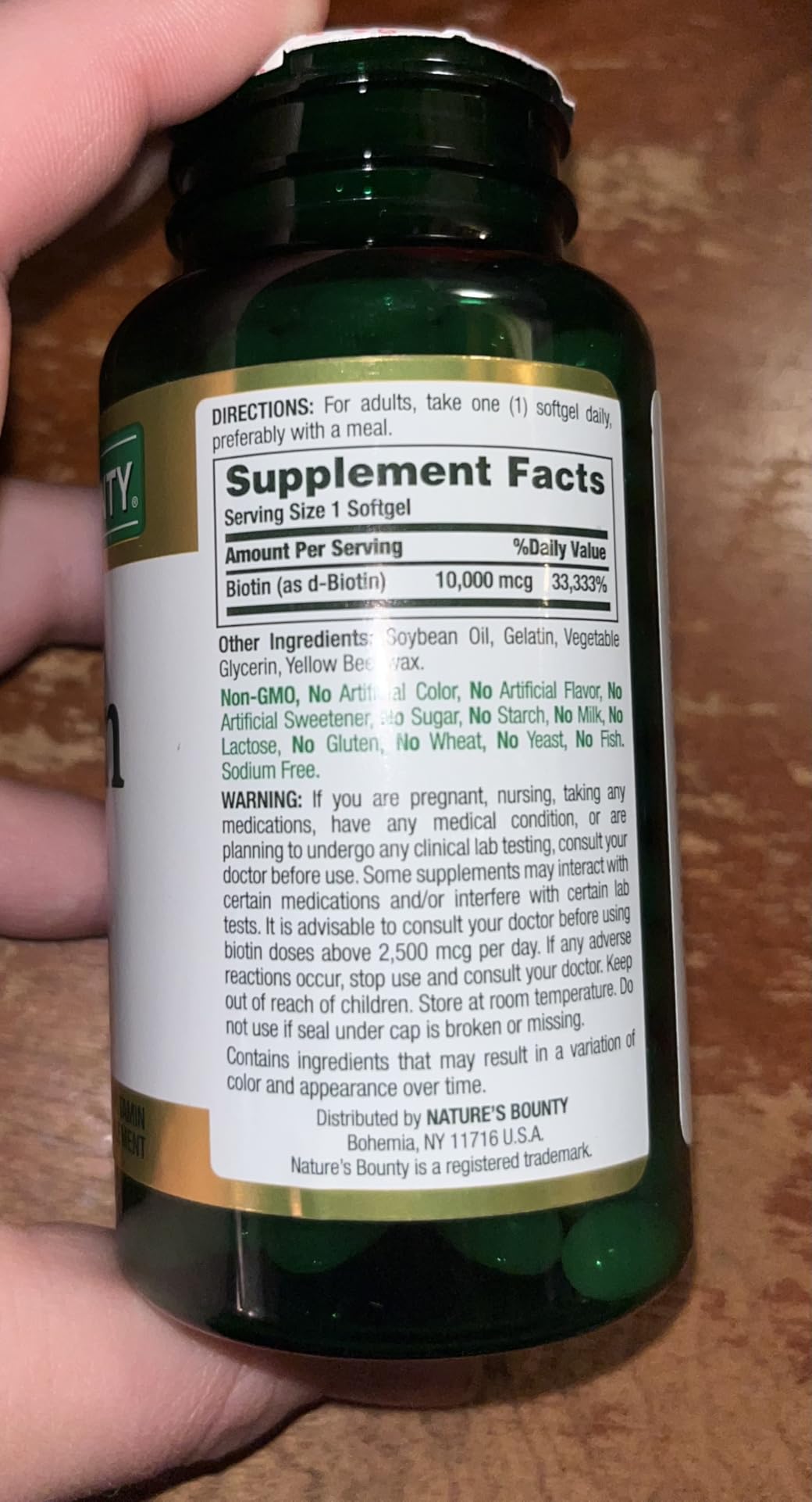 Nature's Bounty Biotin Hair Skin and Nails Vitamins, Supports Healthy Hair, Skin and Nails, 10,000 mcg, 120 Softgels (Pack of 1) - Customer Photo 2