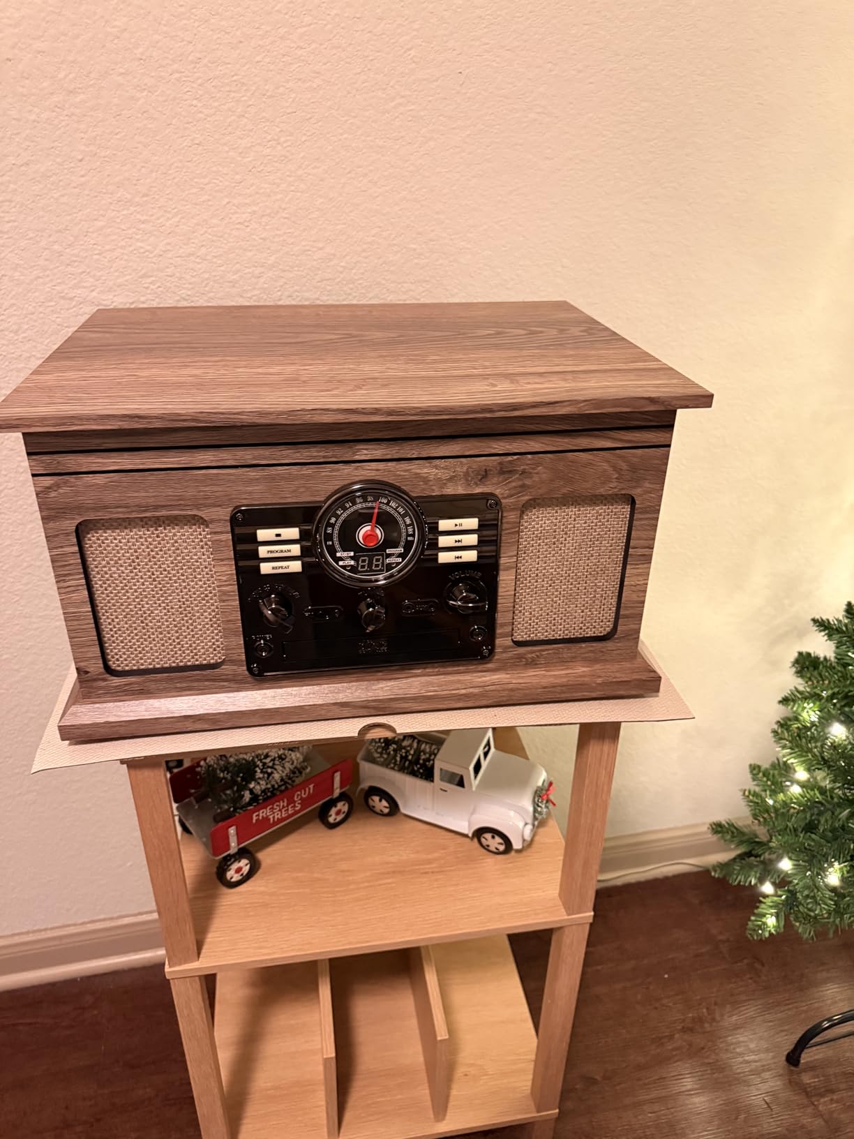 Victrola The Quincy 6-in-1 Bluetooth Record Player & Multimedia Center with Built-in Speakers – 3-Speed Turntable, CD & Cassette Player, AM/FM Radio, Wireless Music Streaming (Mahogony) - Customer Photo 1
