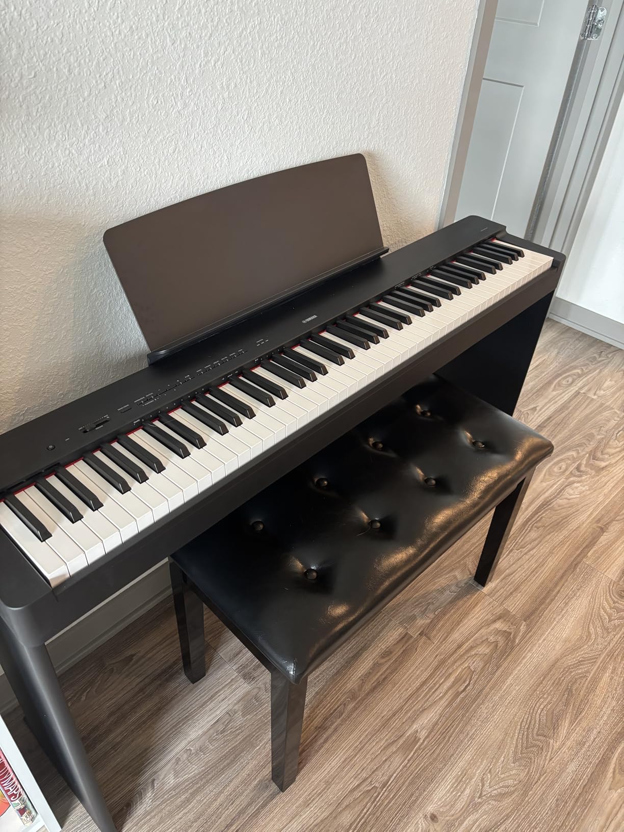 Yamaha 88-Key Weighted Portable Digital Piano Keyboard with Music Rest, Sustain Foot Switch, Built-in Speakers, USB Connectivity, Black (P45B) - Customer Photo 3