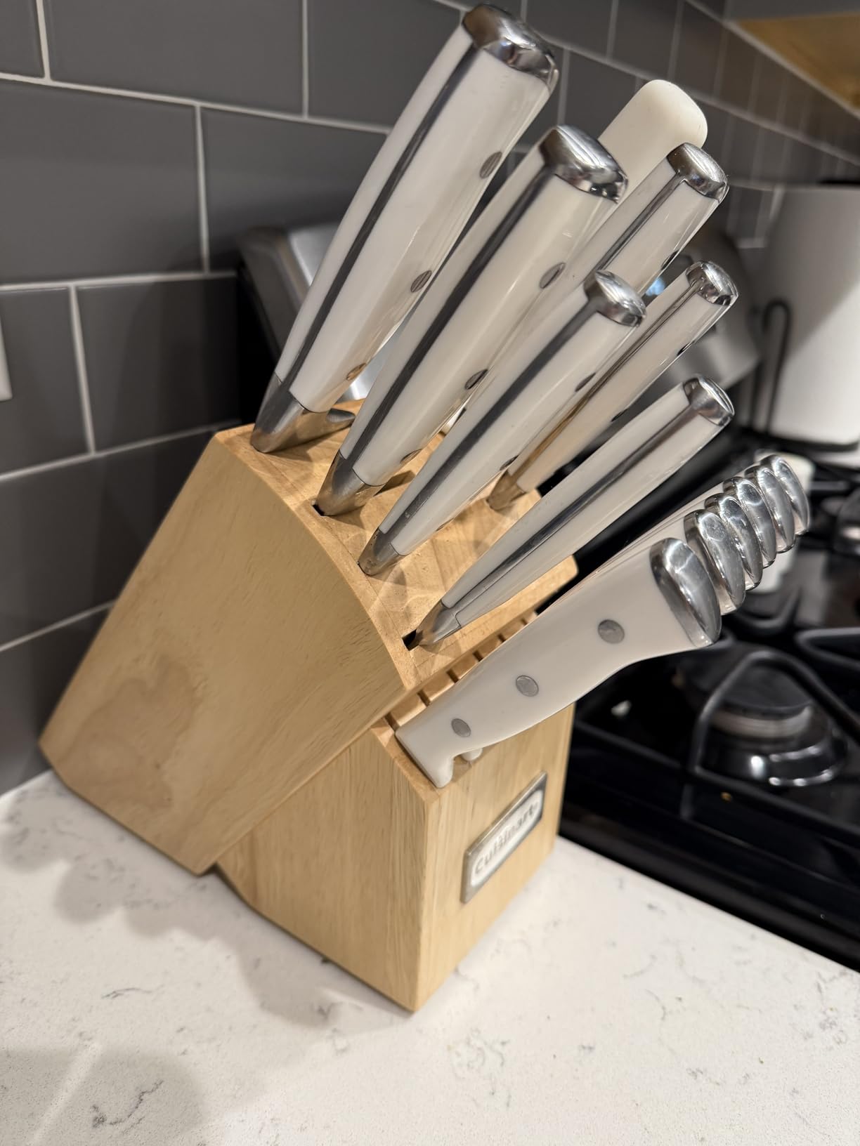 Cuisinart 15-Piece Knife Set with Block, High Carbon Stainless Steel, Forged Triple Rivet, White, C77WTR-15P - Customer Photo 1