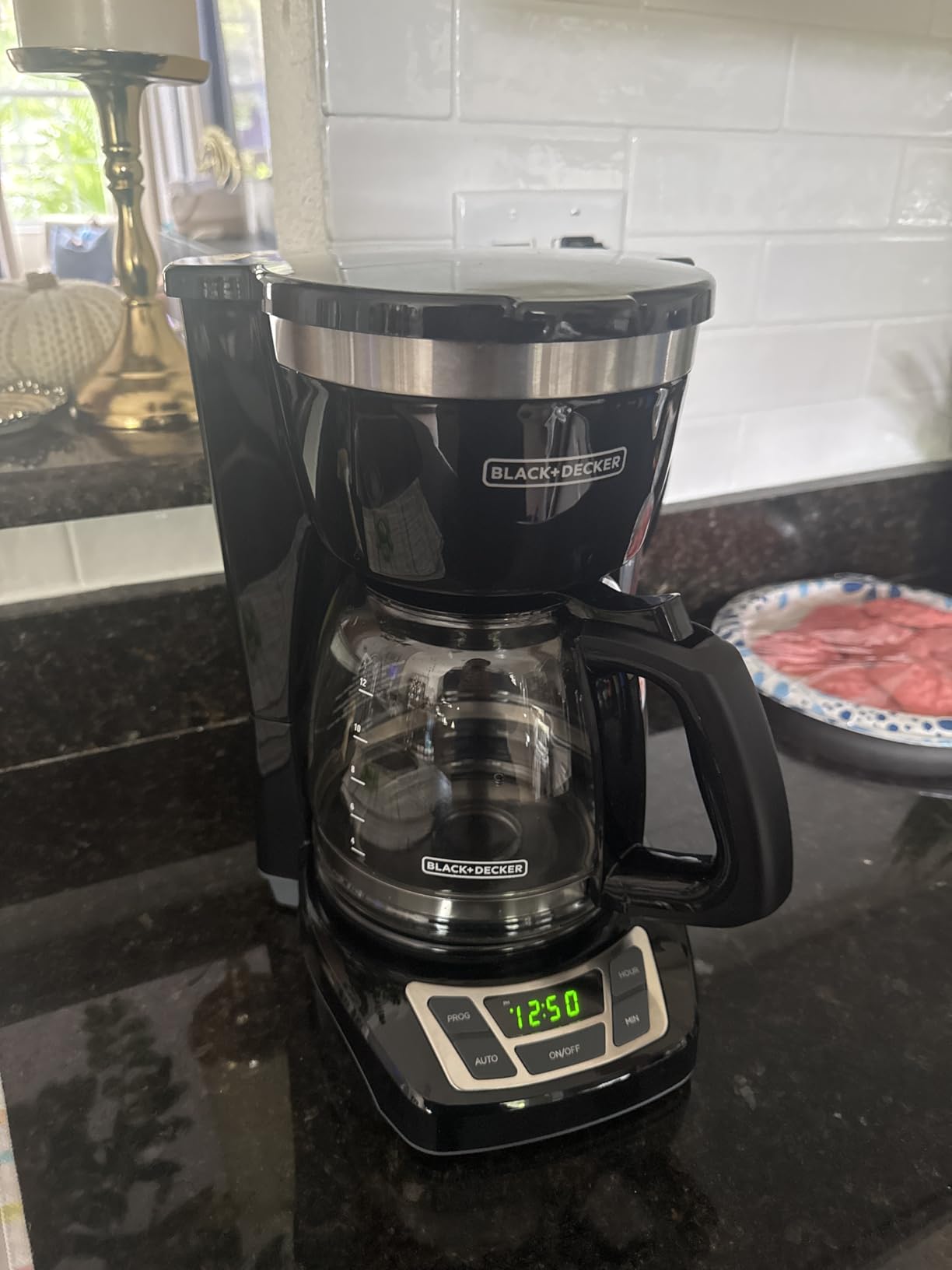 BLACK+DECKER 12-Cup Digital Coffee Maker, Programmable, Washable Basket Filter, Sneak-A-Cup, Auto Brew, Water Window, Keep Hot Plate, Black - Customer Photo 1