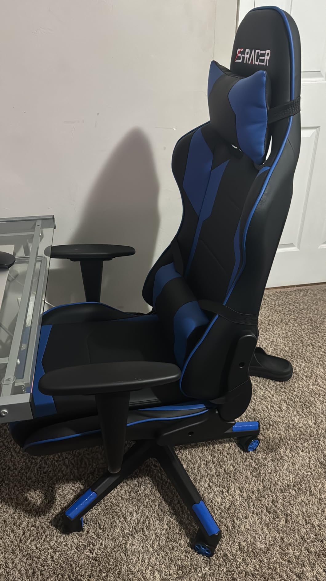 Homall Gaming Chair, Office Chair High Back Computer Chair Leather Desk Chair Racing Executive Ergonomic Adjustable Swivel Task Chair with Headrest and Lumbar Support (White) - Customer Photo 1