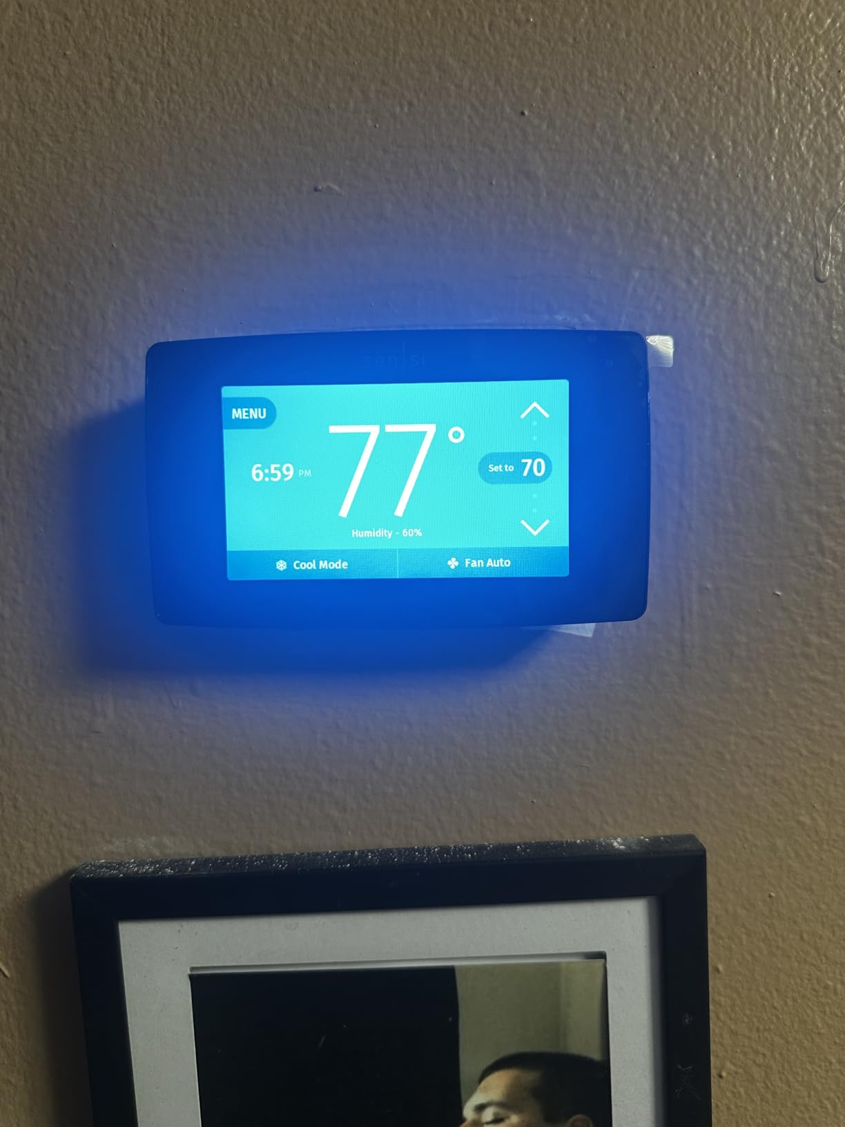 Emerson Sensi Touch Wi-Fi Smart Thermostat with Touchscreen Color Display, Works with Alexa, Energy Star Certified, C-wire Required, ST75 Black - Customer Photo 1