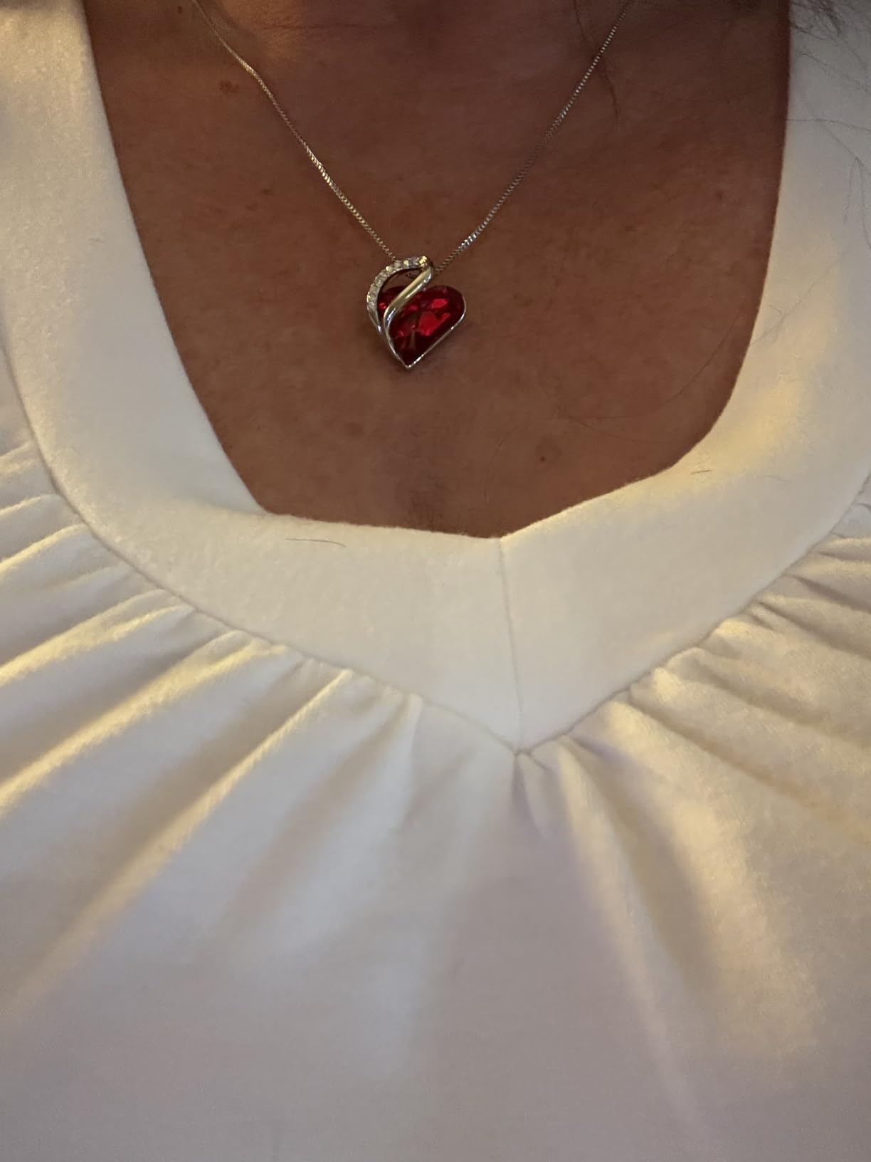 Leafael Necklaces for Women, Infinity Love Birthstone Heart Crystal Pendant, Birthday Jewelry Gifts for Her, Mom, and Wife, Silver Plated, 18 plus 2 inch Adjustable Chain - Customer Photo 2