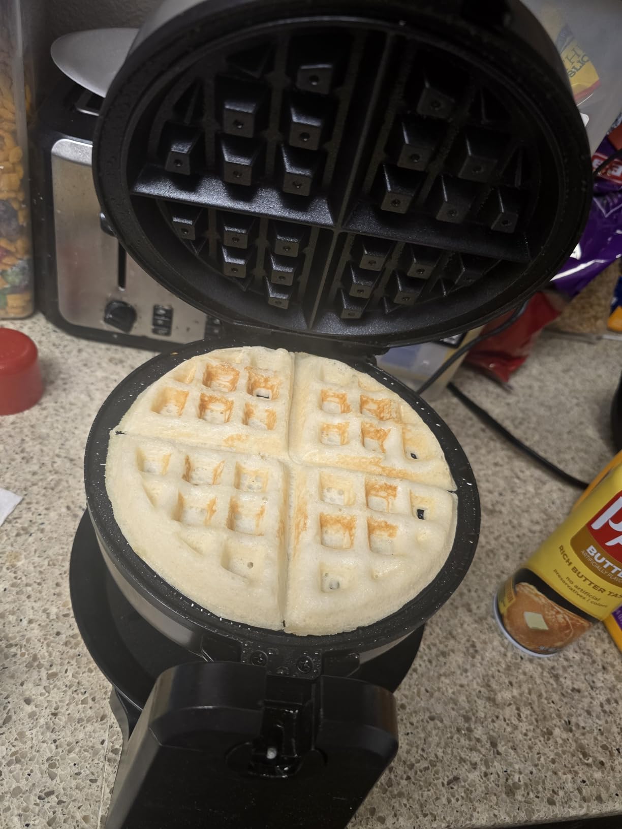 Chefman Rotating Belgian Waffle Maker, 180° Flip Iron w/ Non-Stick Plates, Adjustable Timer, Locking Lid, & Drip Plate, Space Saving Storage, Mess-Free Breakfast, Stainless Steel/Black Customer Review Chefman Rotating Belgian Waffle Maker, 180° Flip Iron w/ Non-Stick Plates, Adjustable Timer, Locking Lid, & Drip Plate, Space Saving Storage, Mess-Free Breakfast, Stainless Steel/Black - Customer Photo 3