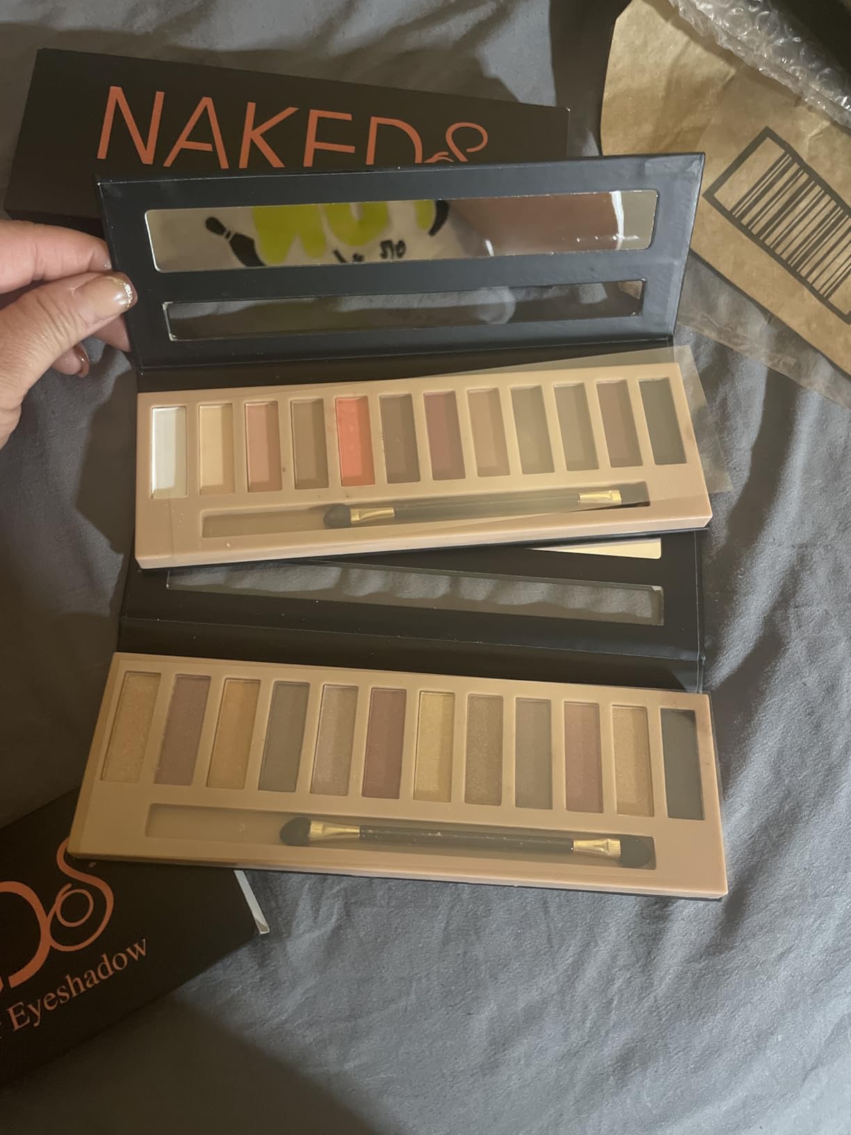 2 Pack 12 Colors Makeup Nude Colors Eyeshadow Palette Natural Nude Matte Shimmer Glitter Pigment Eye Shadow Pallete Set Waterproof Smokey Professional Beauty Makeup Kit (2 PCS) - Customer Photo 1