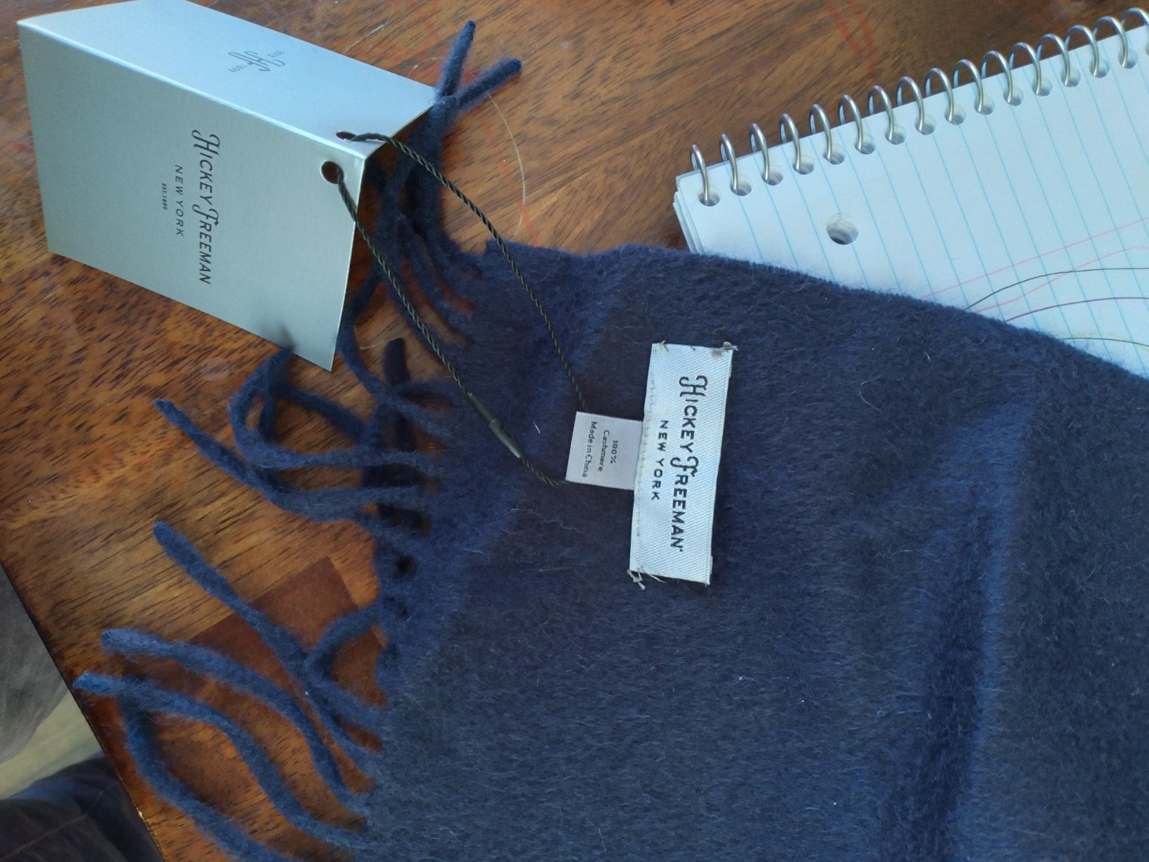 Hickey Freeman Solid 100% Italian Cashmere Scarf for Men – Ultra-Soft Men's Winter Scarves, 72-Inches x 12-Inches - Customer Photo 2