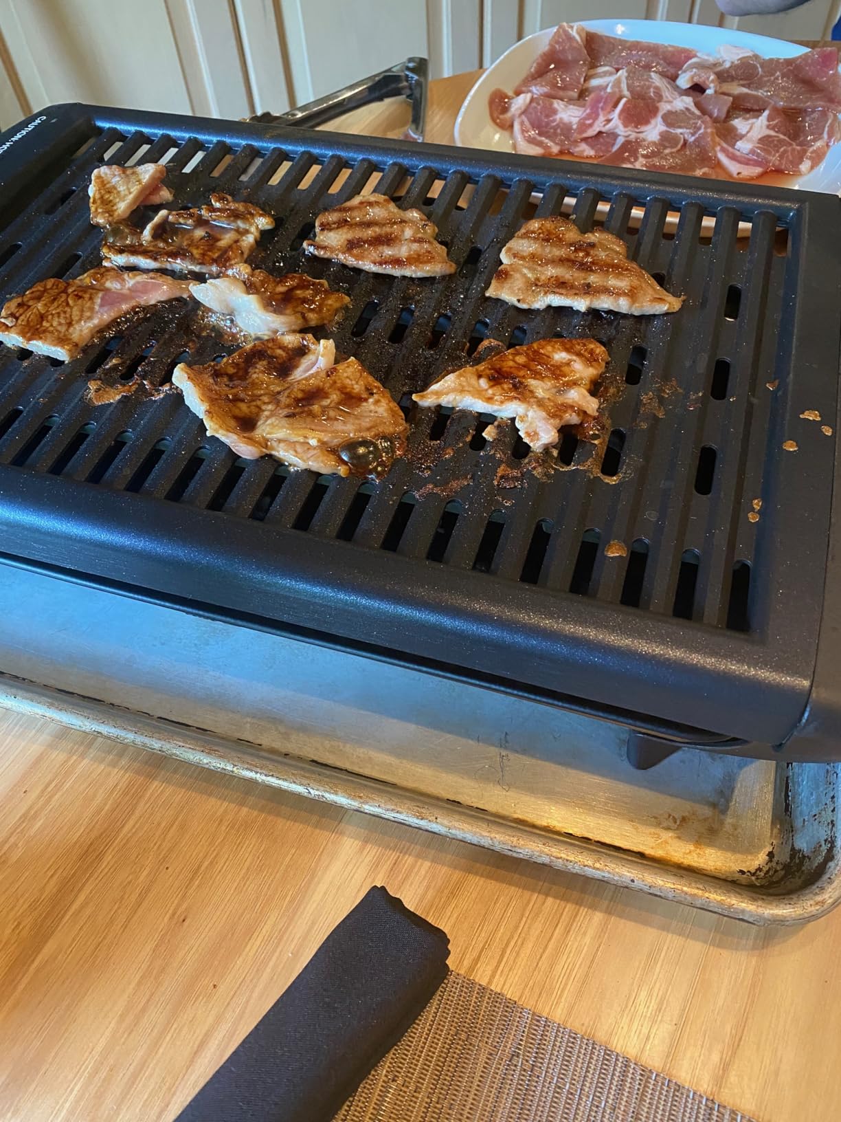 Chefman Electric Smokeless Indoor Grill w/ Non-Stick Cooking Surface & Adjustable Temperature Knob from Warm to Sear for Customized BBQing, Dishwasher Safe Removable Water Tray, Black - Customer Photo 4