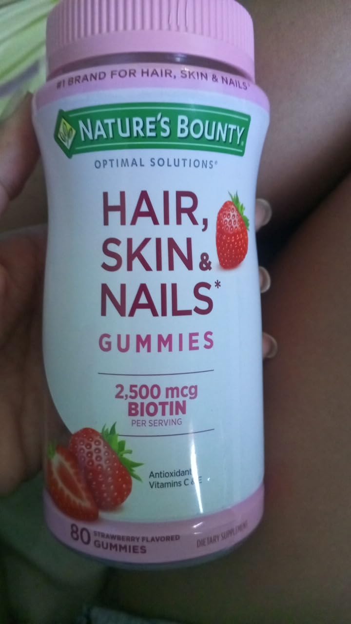 Nature's Bounty Hair, Skin & Nails with Biotin, Strawberry Gummies Vitamin Supplement, Supports Hair, Skin, and Nail Health for Women - Customer Photo 1