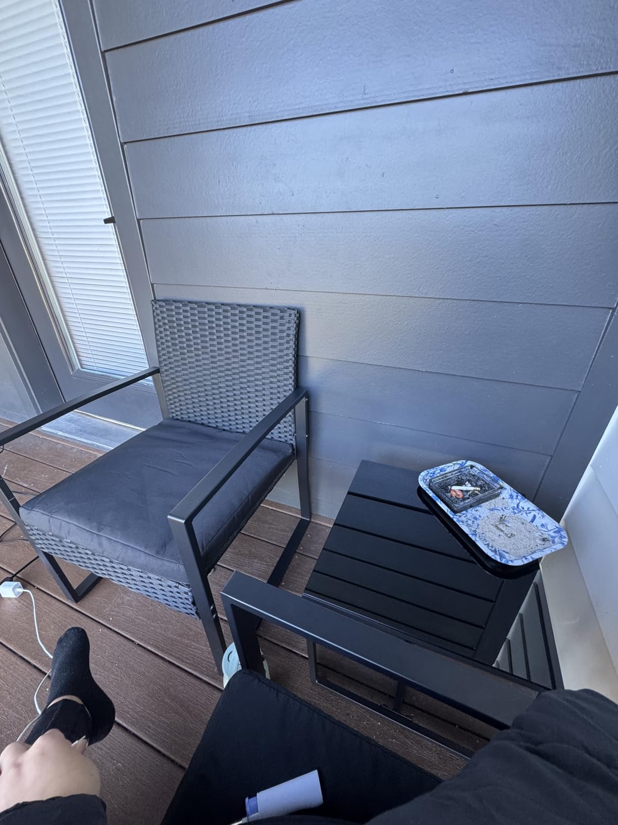 Flamaker 3 Pieces Outdoor Patio Wicker Furniture Set, Modern Rattan Chair Conversation Sets with Coffee Table for Yard and Bistro (Black) - Customer Photo 3