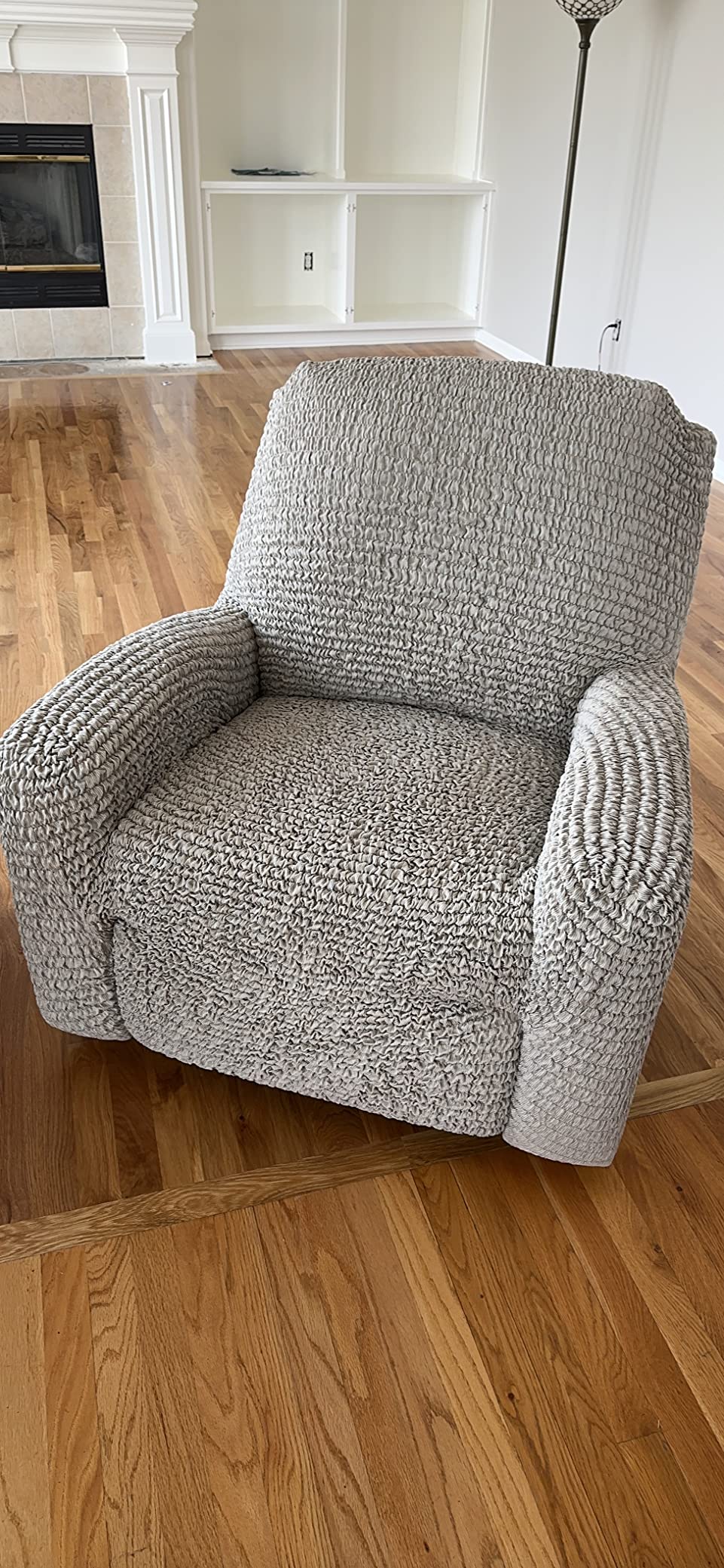 PAULATO BY GA.I.CO. Recliner Cover - Recliner Chair Cover - Recliner Slipcover - Cotton Fabric Slipcover - 1-Piece Form Fit Stretch Furniture Protector - Mille Righe - Brown (Recliner Cover) - Customer Photo 2