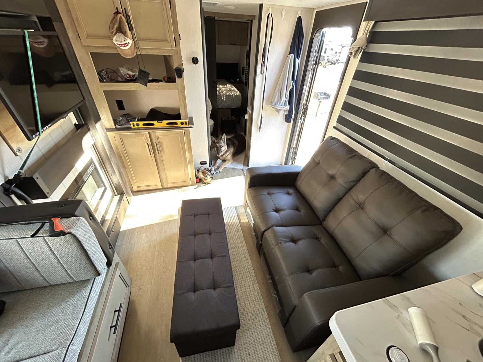 SONGMICS MAZIE Collection - 43 Inches Folding Storage Ottoman Bench, Ottoman Foot Rest, End of Bed Bench, Storage Chest, Load 660 lb, for Living Room, Bedroom, Entryway, Dark Gray ULSF77K - Customer Photo 2