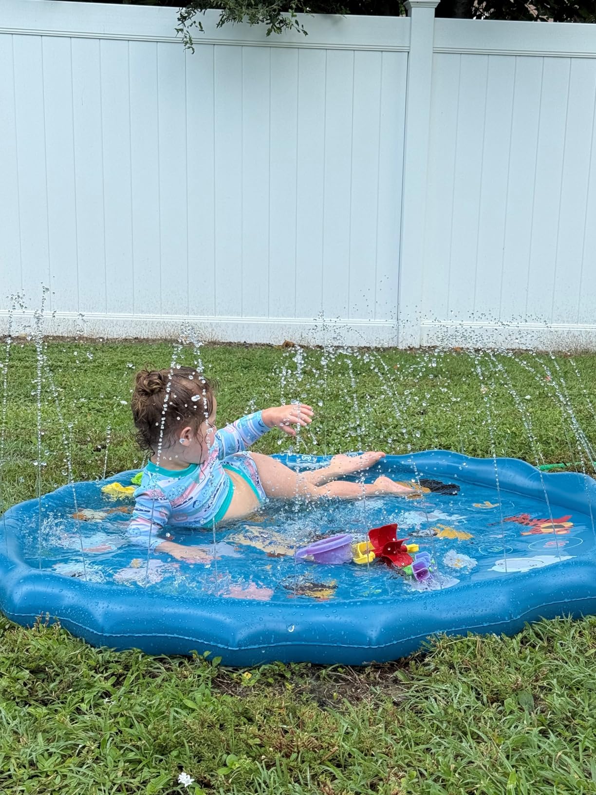 SplashEZ 3-in-1 Splash Pad, Sprinkler for Kids & Baby Pool for Learning – Toddler Sprinkler Pool, 60'' Outside Water Toys – 