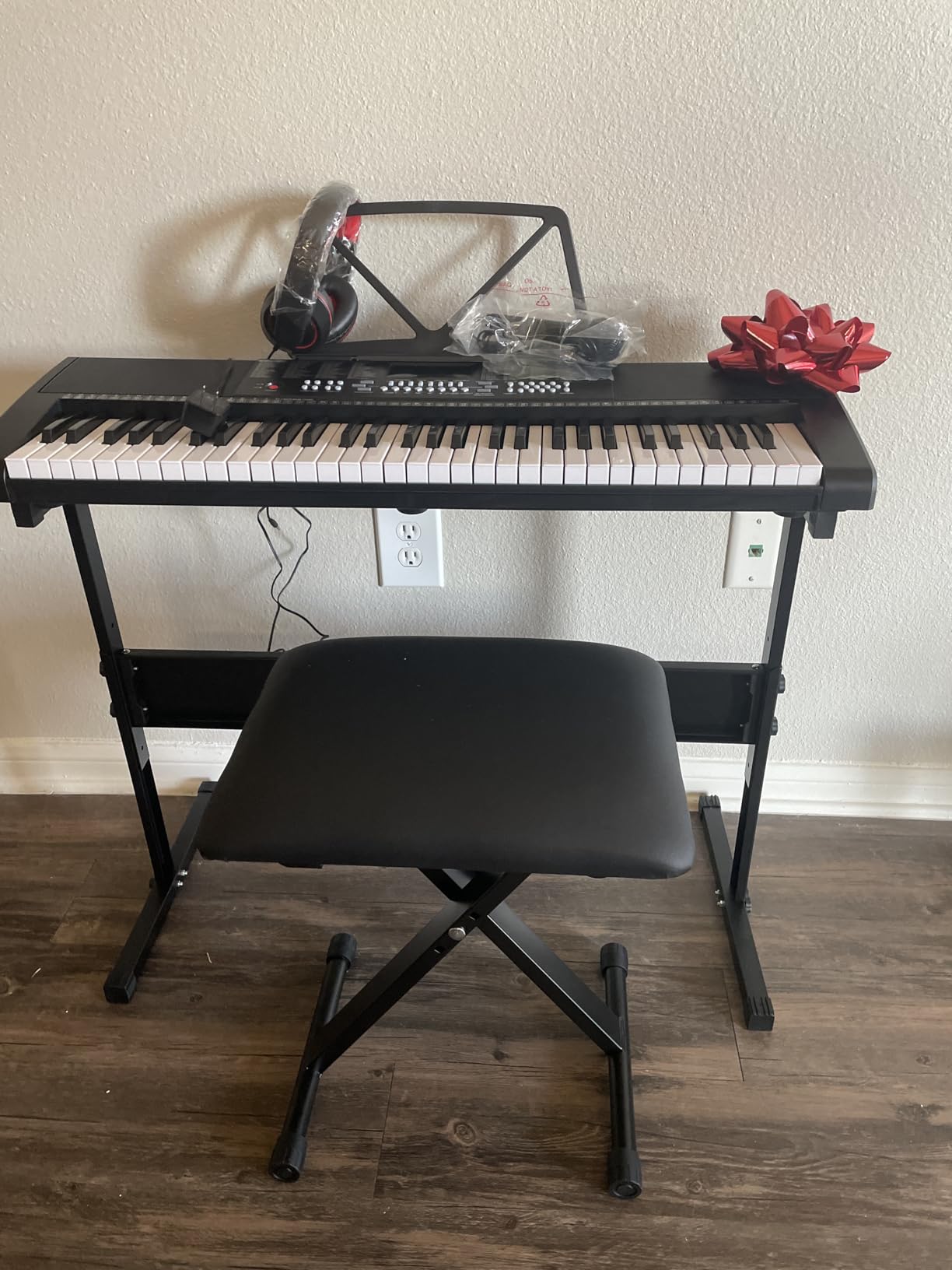 Best Choice Products 61-Key Electronic Keyboard Piano Portable Electric Keyboard Complete Beginner Set w/LED Screen, Stand, Bench, Headphones - Black - Customer Photo 1