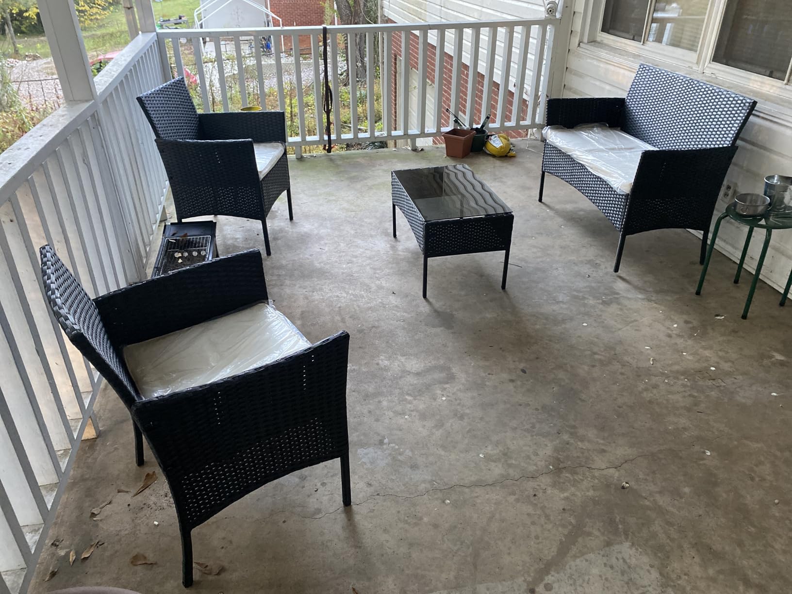 FDW | 4-Piece Patio Furniture Set | Black | Outdoor Wicker Furniture with Coffee Table | Modern Rattan Chairs Conversation Set | Outdoor Seating | Weather-Resistant | for Porch, Garden, Lawn - Customer Photo 2