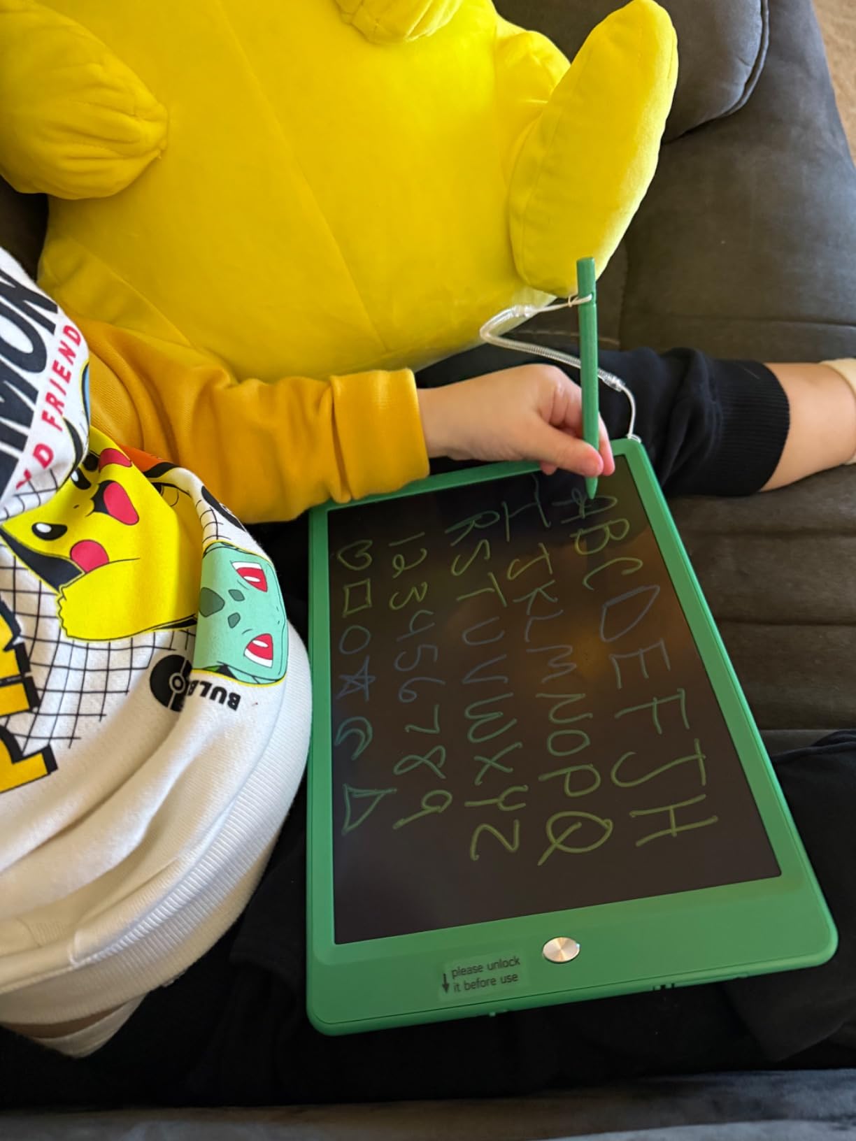 FLUESTON LCD Writing Tablet, Doodle Board Toys Gifts for 3-8 Year Old Girls Boys, 10 Inch Colorful Electronic Board Drawing Pad for Kids, Gifts for Toddler Educational Learning Travel Birthday, Blue - Customer Photo 3