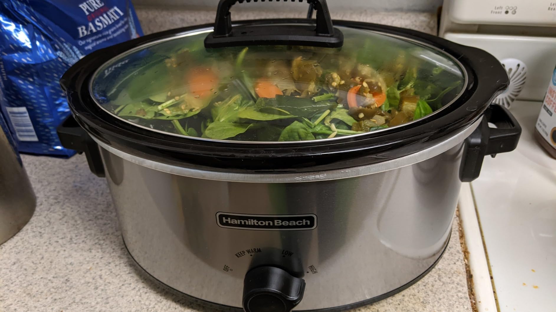 Hamilton Beach 6-Quart Slow Cooker with 3 Cooking Settings, Dishwasher-Safe Stoneware Crock & Glass Lid, Silver (33665G) - Customer Photo 2