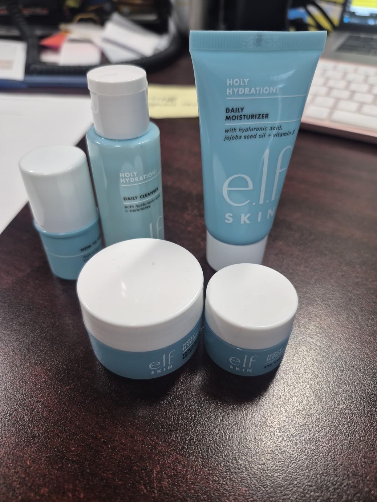 e.l.f. SKIN Holy Hydration! Jet Set Hydration Kit, Travel Friendly Hydrating Skincare Set, Face Cleanser, Balm, Moisturizer, Eye Cream & Night Cream, Vegan & Cruelty-Free - Customer Photo 1