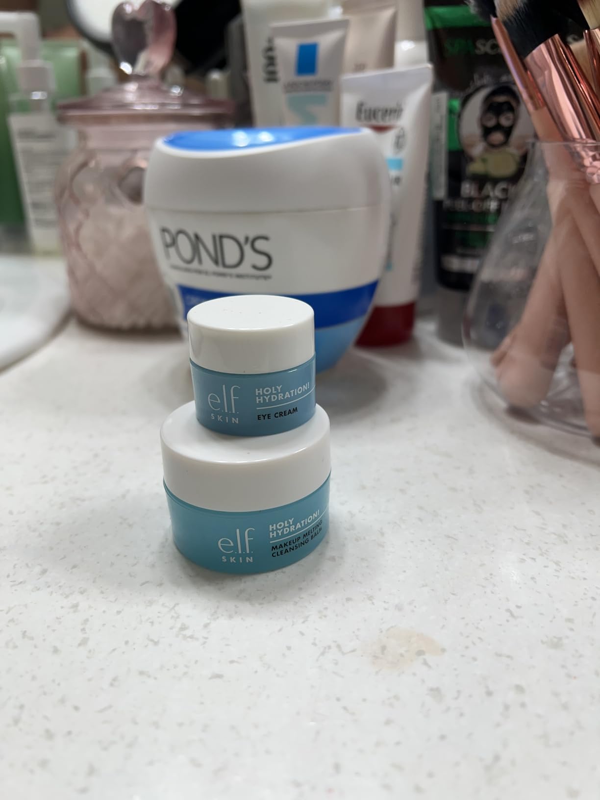 e.l.f. SKIN Holy Hydration! Jet Set Hydration Kit, Travel Friendly Hydrating Skincare Set, Face Cleanser, Balm, Moisturizer, Eye Cream & Night Cream, Vegan & Cruelty-Free - Customer Photo 2