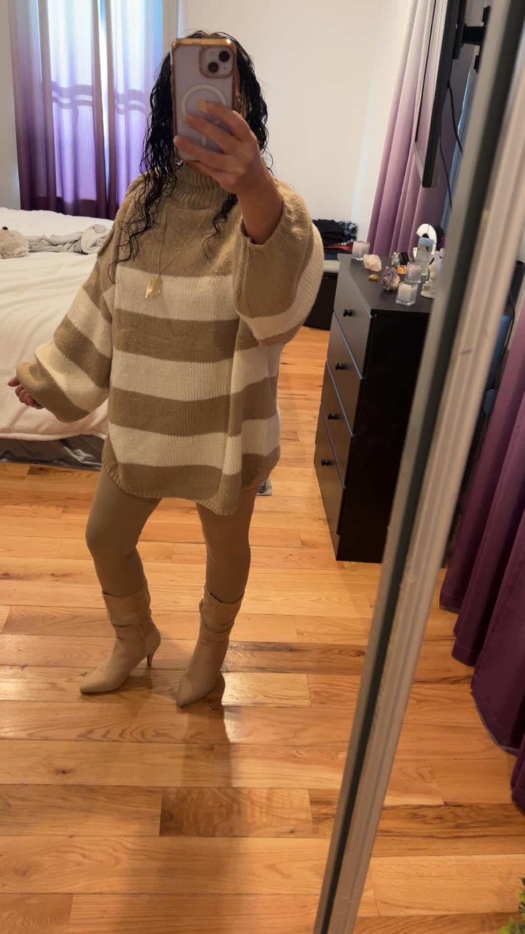 DREAM PAIRS Women's High Heel Mid Calf Boots Slouchy Pointed Toe Fall Boots - Customer Photo 1