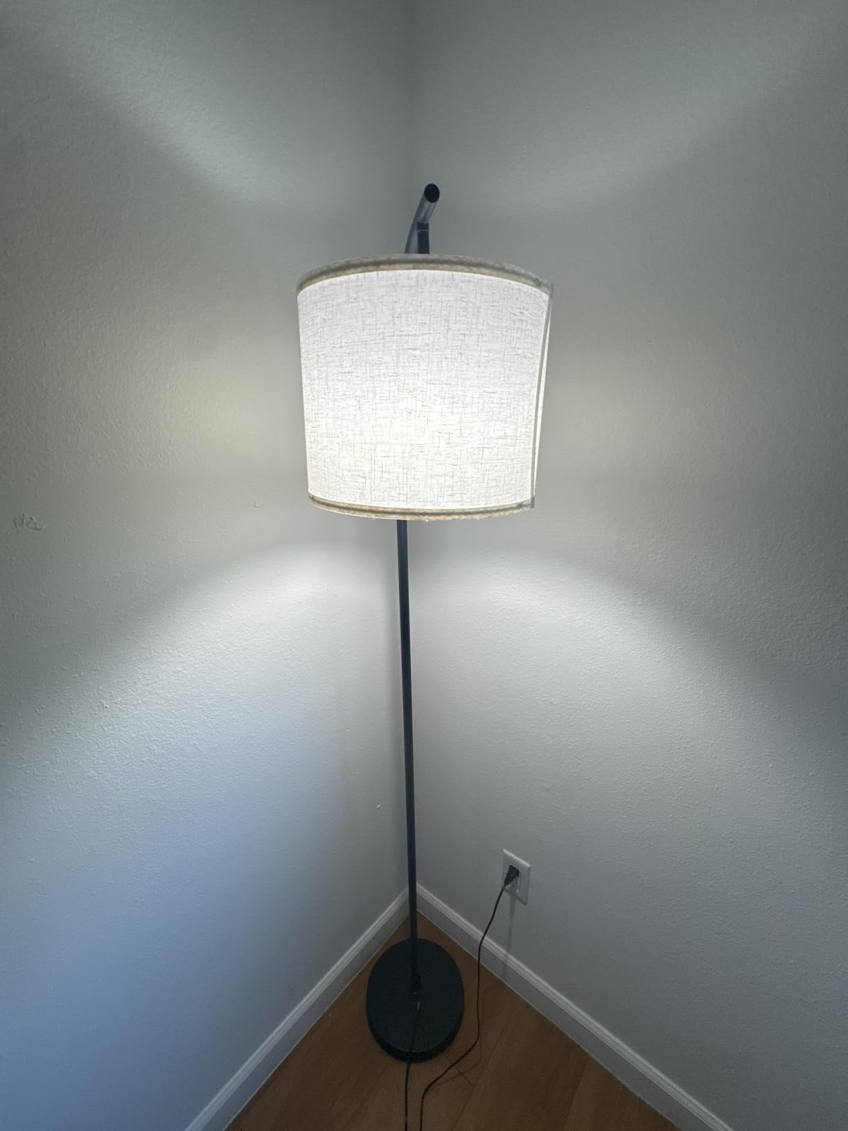 addlon Floor Lamp for Living Room with 3 Color Temperatures, Standing lamp with Linen lampshade for Bedroom, Office, Lamps with 9W LED Bulb Included - Black with Beige Lampshade - Customer Photo 2