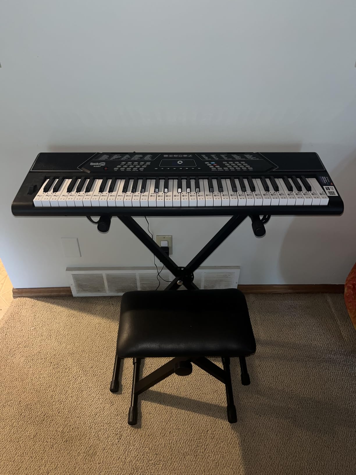RockJam 61 Key Keyboard Piano Stand With Pitch Bend Kit, Piano Bench, Headphones, Simply Piano App & Keynote Stickers - Customer Photo 4