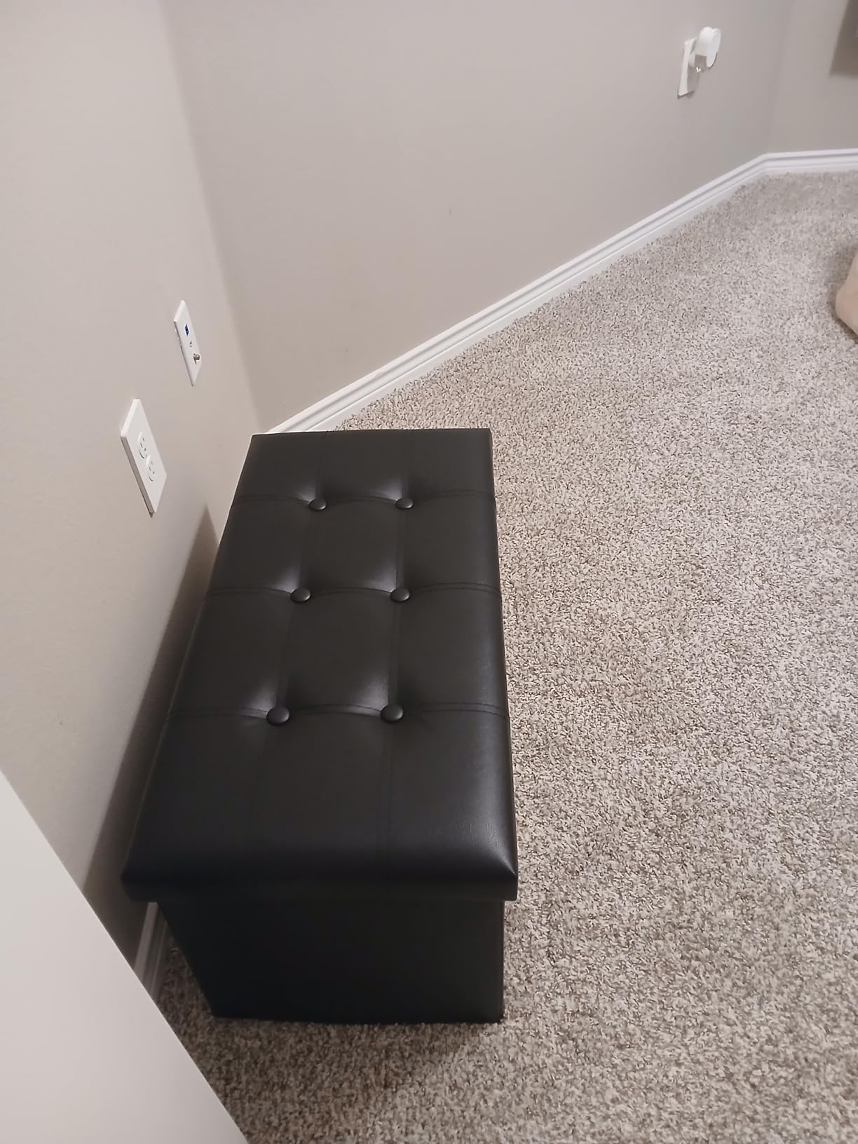 Youdesure Folding Storage Ottoman Bench, Faux Leather Footrest Couch for Living Room, 30 inch Storage Bench with Padded Seat for Bedroom Hallway, Holds up to 350lbs, Black - Customer Photo 1