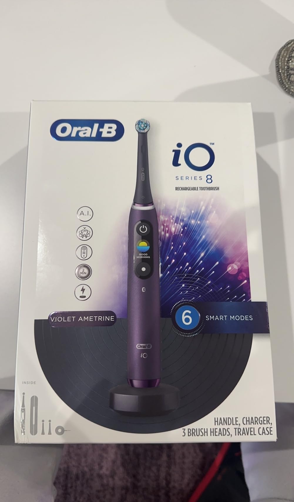 Oral-B iO Series 8 Electric Toothbrush with 2 Replacement Brush Heads and Travel Case, Rechargeable Toothbrush, Black Onyx - Customer Photo 2