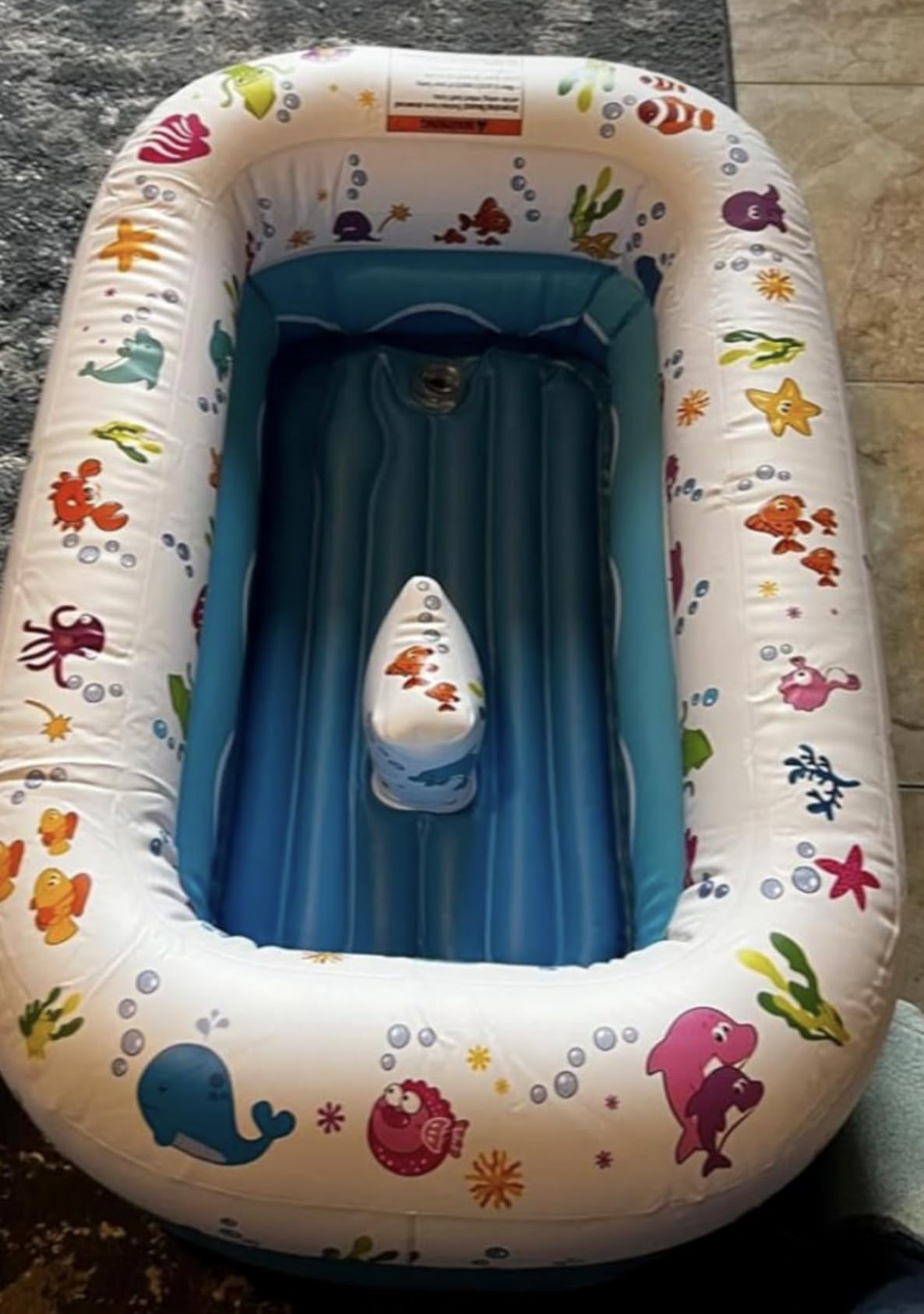 Mommy's Helper Inflatable Under The Sea Baby Bathtub, Collapsible Safe Baby Bath Tub with Anti-Sliding Saddle Horn Seat, Must Have Travel Toddler Bath, Portable Bathtub Recommended Months 6 to 24 - Customer Photo 1