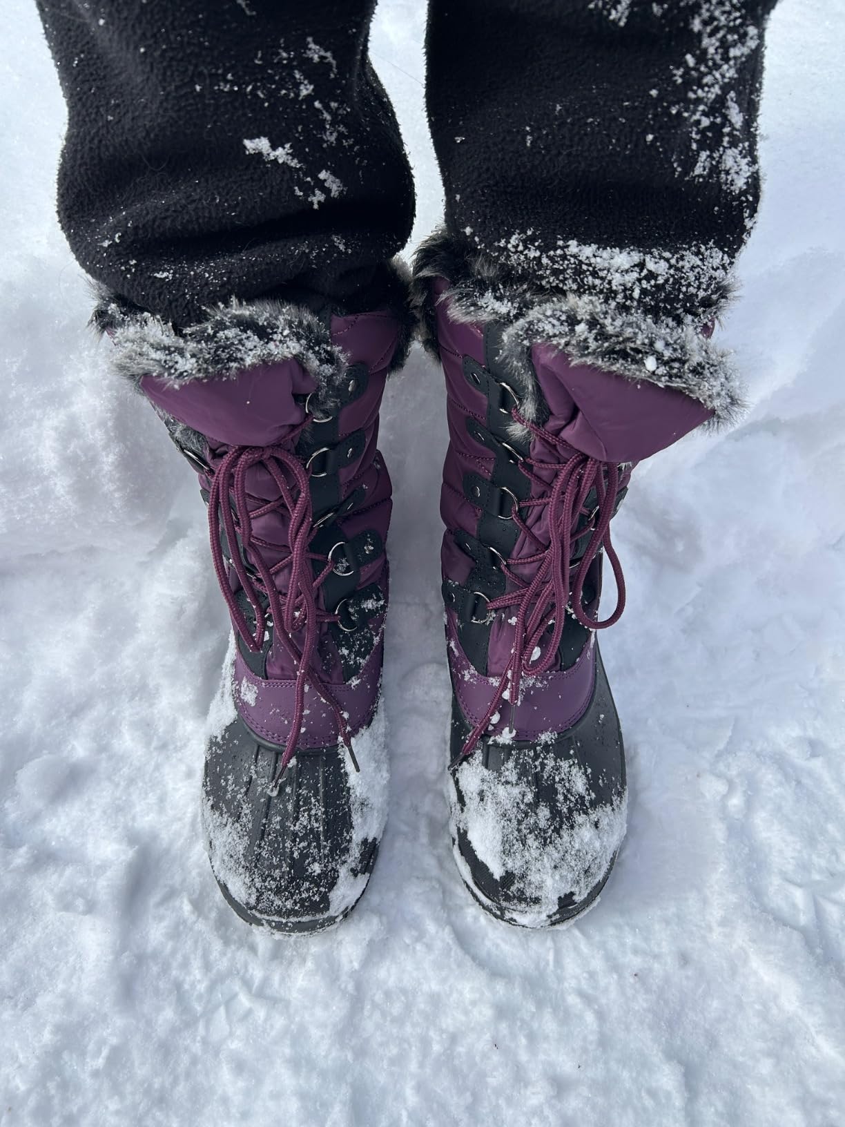 mysoft Women's Snow Boots Warm Insulated Faux Fur Lined Waterproof Mid-Calf Winter Boots Customer Review mysoft Women's Snow Boots Warm Insulated Faux Fur Lined Waterproof Mid-Calf Winter Boots - Customer Photo 1