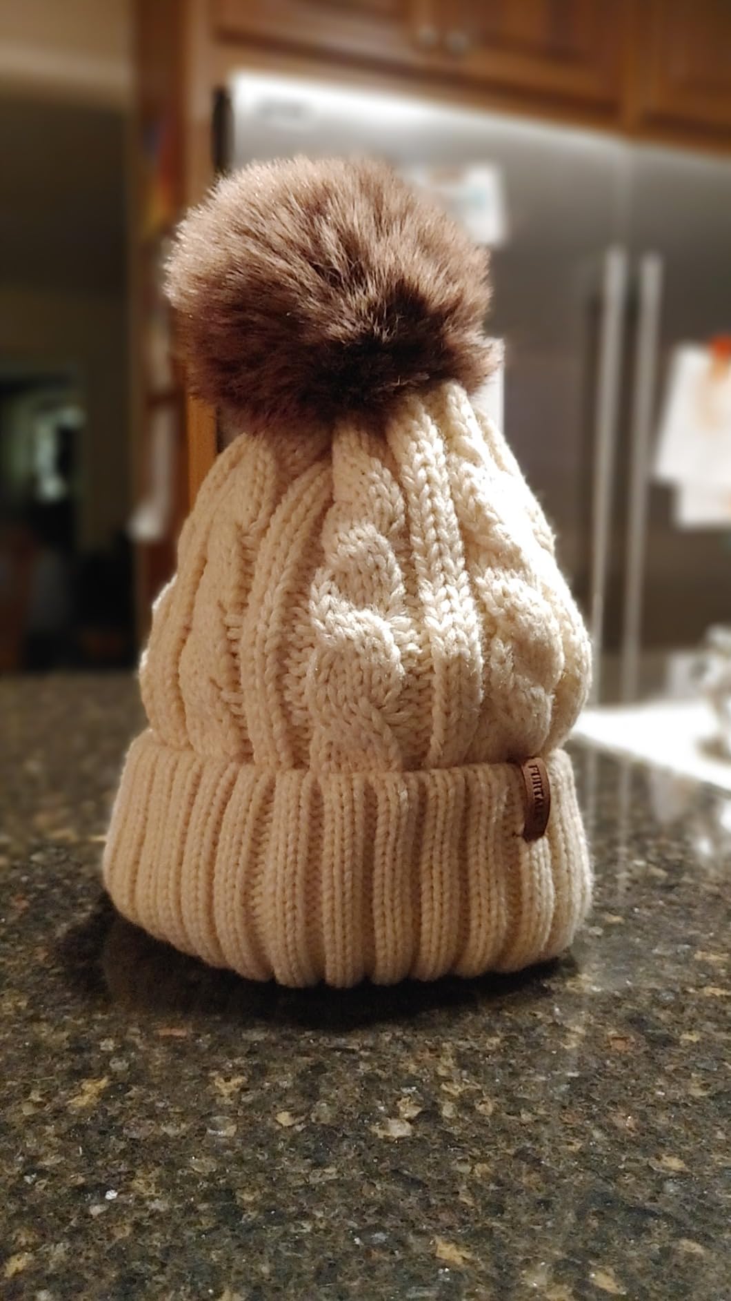 FURTALK Winter Beanie Knit Hat for Women Warm Fleece Lined with Faux Fur Pom Poms Womens Thick Ski Hats Knitted Skull Cap - Customer Photo 1