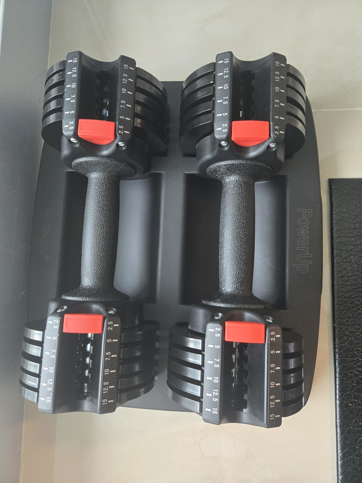 Lifepro Adjustable Dumbbells Set - 5in1-15lb 25lb 43lb 55lb weights Set & Single with Rack - Quick Adjust, Secure Grip - Compact Hand Weights for Men Women Home Gym Customer Review Lifepro Adjustable Dumbbells Set - 5in1-15lb 25lb 43lb 55lb weights Set & Single with Rack - Quick Adjust, Secure Grip - Compact Hand Weights for Men Women Home Gym - Customer Photo 2