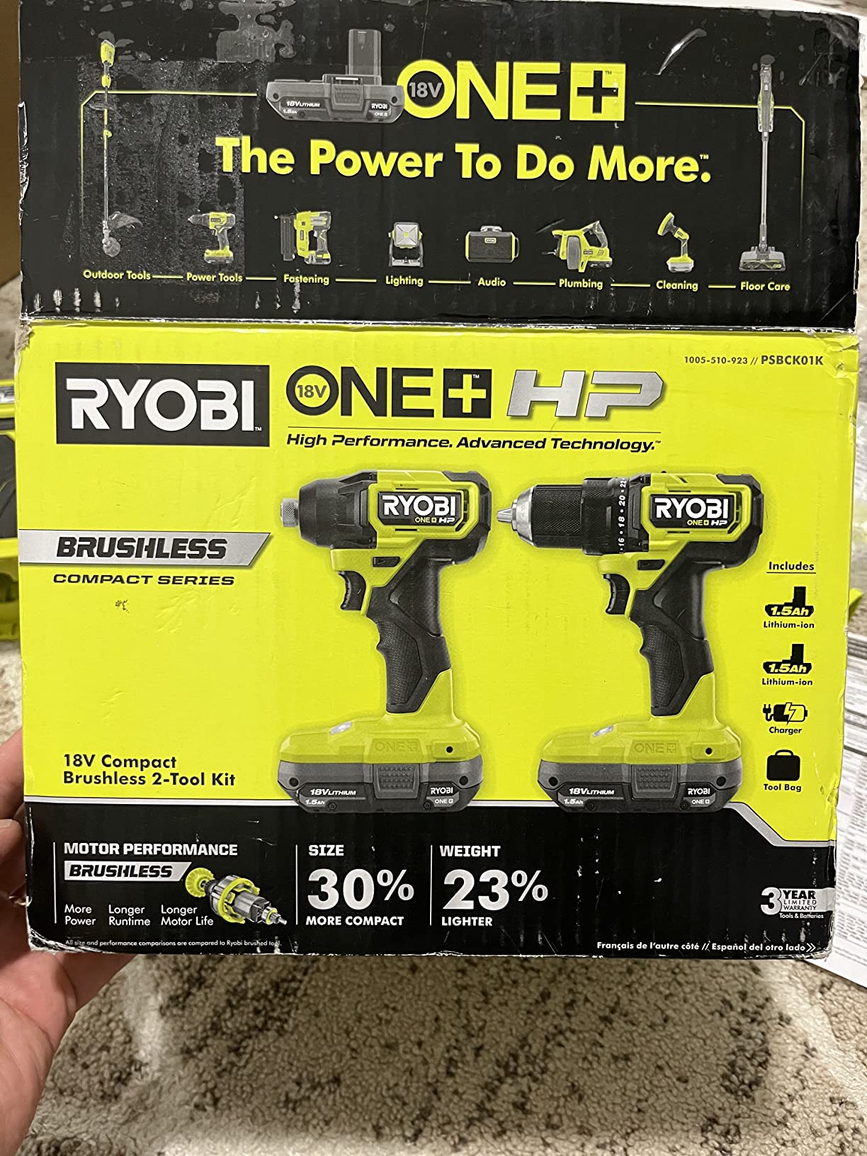 RYOBI ONE+ HP 18V Brushless Cordless Compact 1/2 in. Drill and Impact Driver Kit with (2) 1.5 Ah Batteries, Charger and Bag Customer Review RYOBI ONE+ HP 18V Brushless Cordless Compact 1/2 in. Drill and Impact Driver Kit with (2) 1.5 Ah Batteries, Charger and Bag - Customer Photo 1
