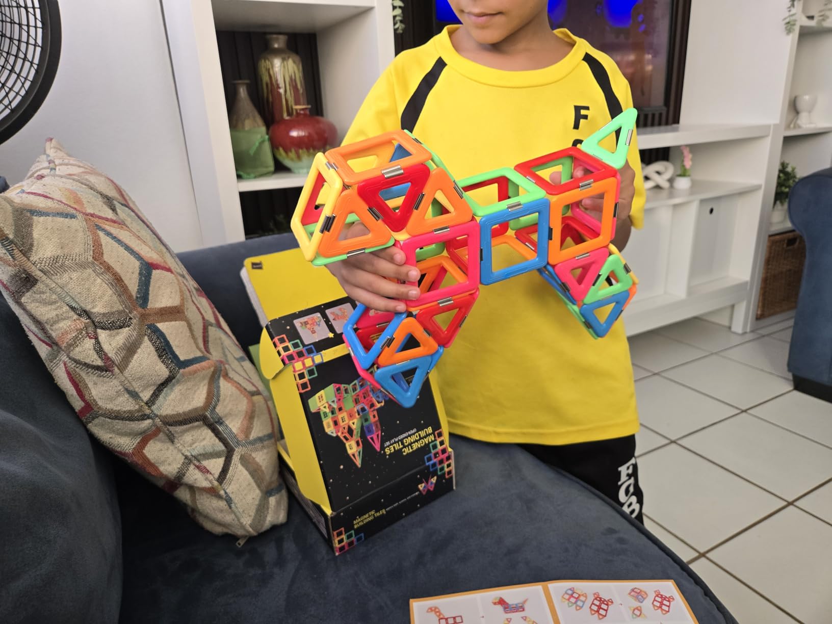 Coodoo Upgraded Magnetic Blocks Tough Tiles STEM Toys for 3+ Year Old Boys and Girls Learning by Playing Games for Toddlers Kids, Compatible with Major Brands Building Blocks - Starter Set - Customer Photo 2