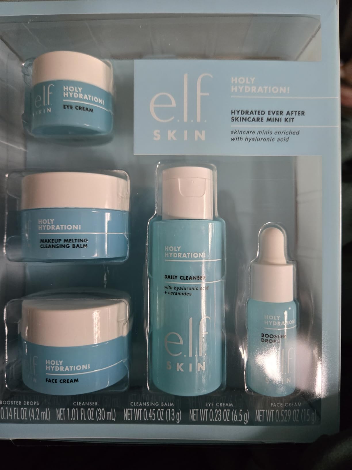e.l.f. SKIN Holy Hydration! Hydrated Ever After Skincare Mini Kit, Cleanser, Makeup Remover, Moisturizer & Eye Cream For Hydrating Skin, Airplane-Friendly Sizes - Customer Photo 2