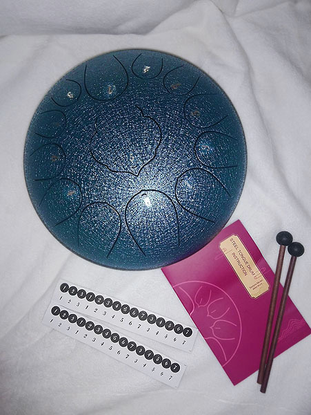 Steel Tongue Drum - 15 Note 14 Inch Hand Pan Drum - D Major with Music Book, Mallets and Carry Bag - Customer Photo 2