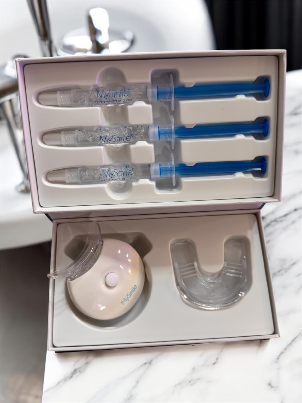 MySmile Teeth Whitening Kit with LED Light, 10 Min Non-Sensitive Fast Teeth Whitener with 3 Carbamide Peroxide Whitening Gel, Helps to Remove Stains from Coffee, Smoking, Wines, Soda, Food - Customer Photo 1