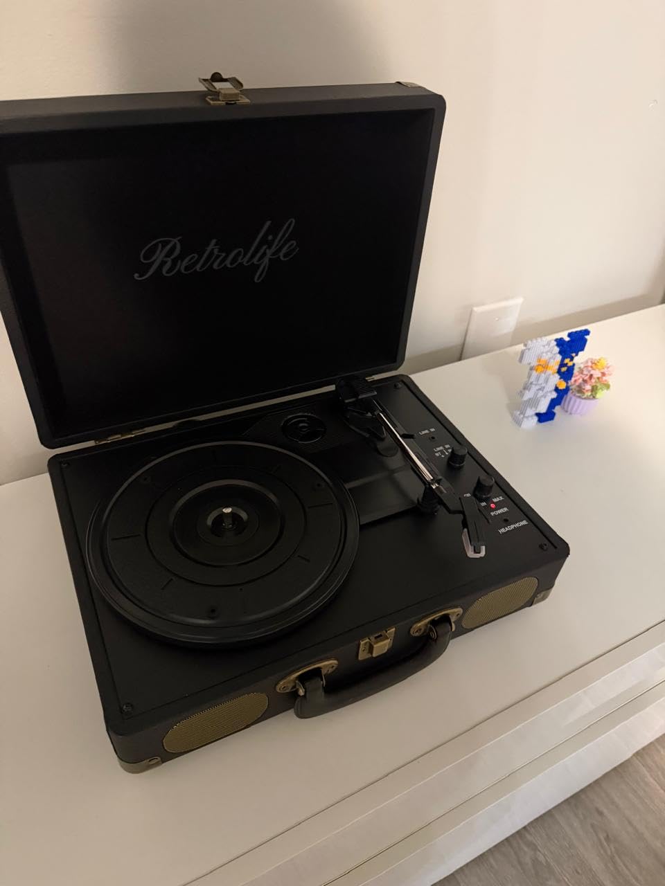 Vinyl Record Player 3-Speed Bluetooth Suitcase Portable Belt-Driven Record Player with Built-in Speakers RCA Line Out AUX in Headphone Jack Vintage Turntable - Customer Photo 1