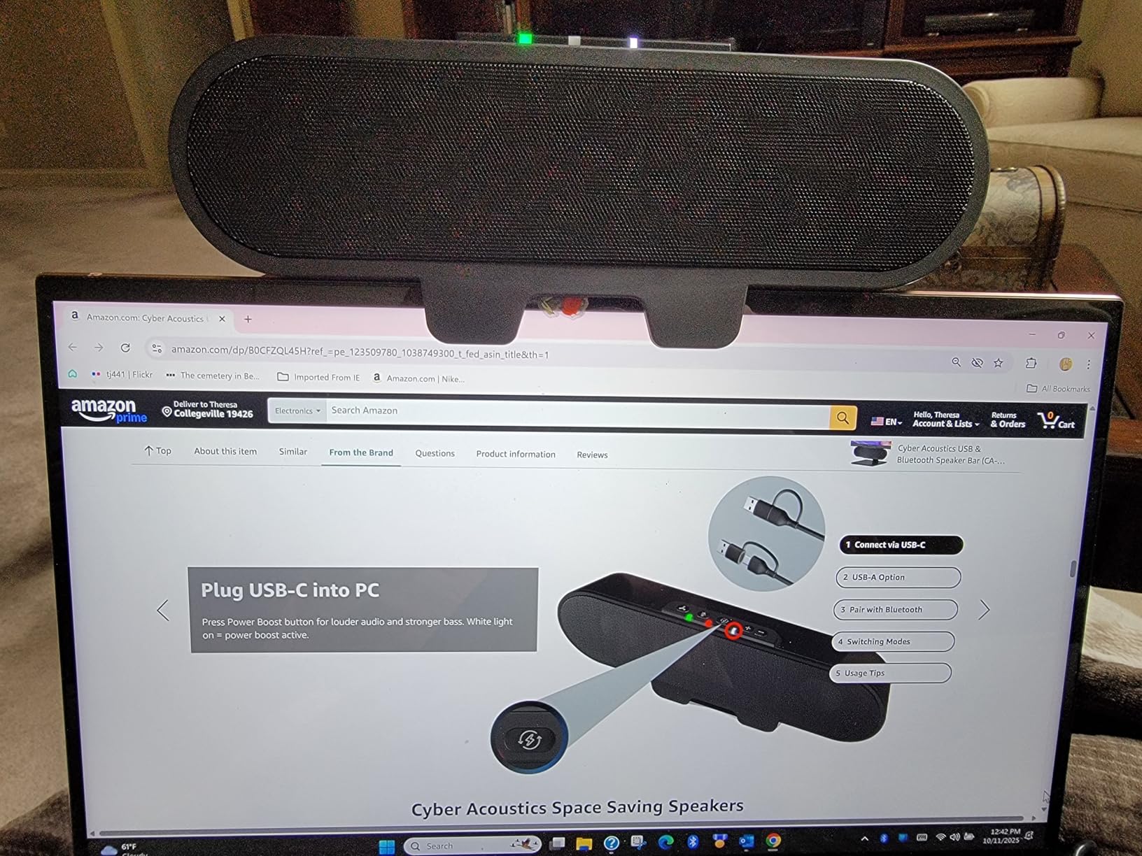 Cyber Acoustics Conference Speakerphone (SP-2000) - USB and Bluetooth, Advanced DSP with 360 Degree Noise Cancelling Microphone with 3m Range, 66 Ft BT Wireless Range - Customer Photo 1