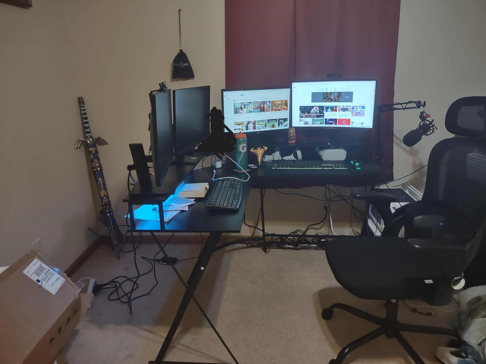 SEVEN WARRIOR L Shaped Gaming Desk with LED Lights & Power Outlets, 50.4 SEVEN WARRIOR L Shaped Gaming Desk with LED Lights & Power Outlets, 50.4