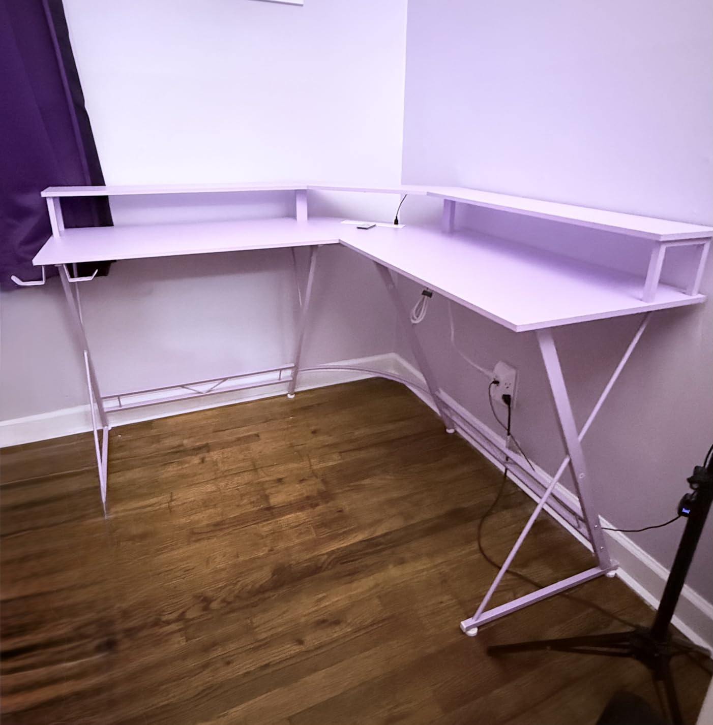 SEVEN WARRIOR L Shaped Gaming Desk with LED Lights & Power Outlets, 50.4 SEVEN WARRIOR L Shaped Gaming Desk with LED Lights & Power Outlets, 50.4