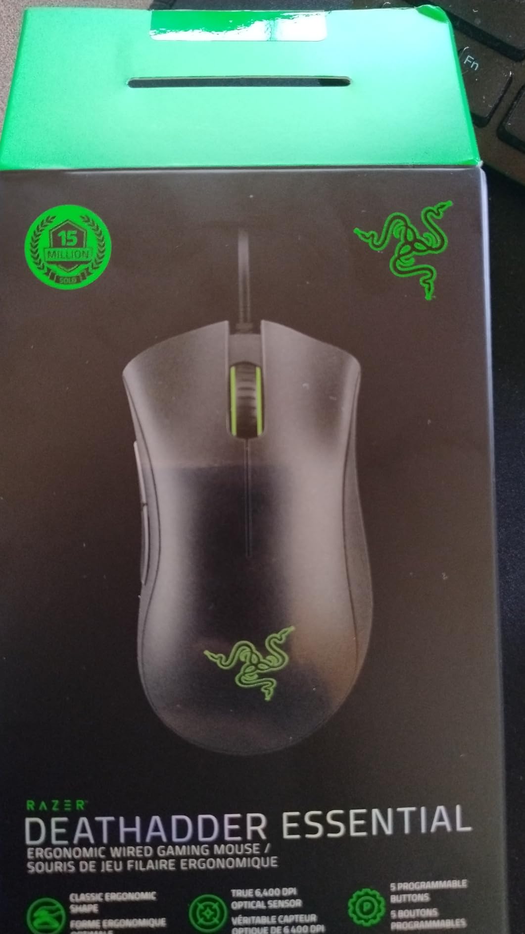 Razer DeathAdder Essential Gaming Mouse: 6400 DPI Optical Sensor - 5 Programmable Buttons - Mechanical Switches - Rubber Side Grips - Classic Black - Customer Photo 4