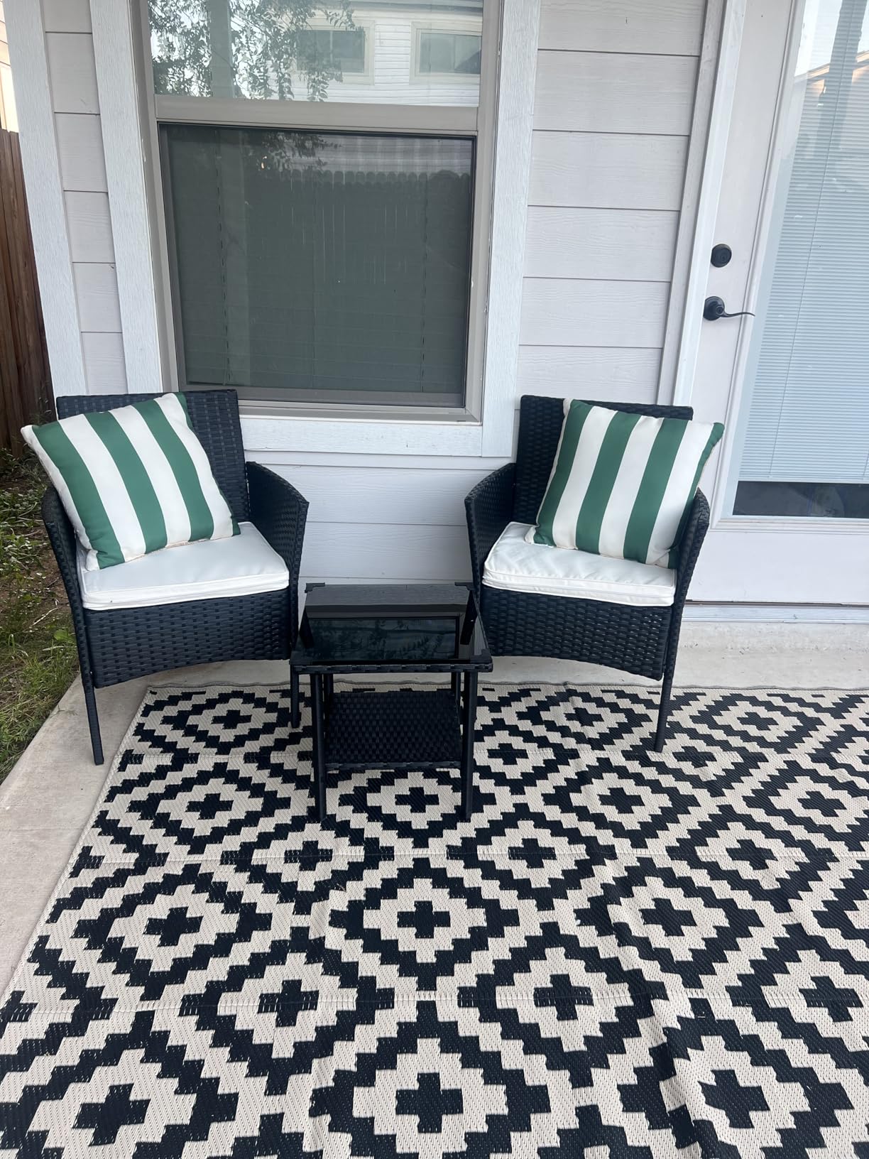 FDW Wicker Outdoor Furniture Patio Furniture Set of 3 Rattan Patio Chairs Outdoor Chairs Patio Conversation Set with Coffee Table for Yard Backyard Lawn Porch Poolside Balcony,Black - Customer Photo 5