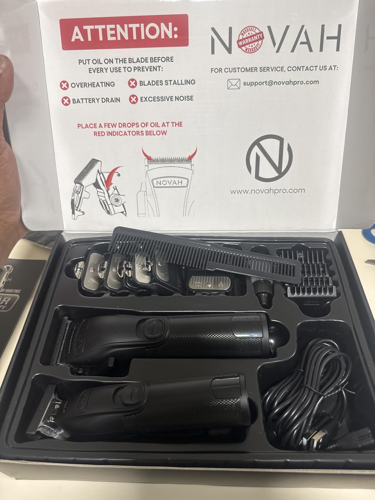 Novah® Professional Hair Clippers for Men, Professional Barber Clippers and Trimmer Set, Mens Cordless Hair Clipper for Barbers Haircut Kit Fade - Customer Photo 3