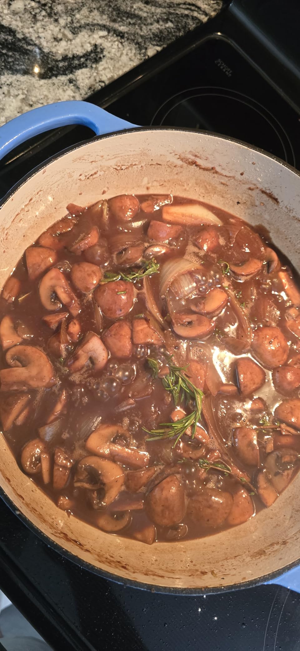 Lodge 7.5 Quart Enameled Cast Iron Dutch Oven with Lid – Dual Handles – Oven Safe up to 500° F or on Stovetop - Use to Marinate, Cook, Bake, Refrigerate and Serve – Storm Blue Customer Review Lodge 7.5 Quart Enameled Cast Iron Dutch Oven with Lid – Dual Handles – Oven Safe up to 500° F or on Stovetop - Use to Marinate, Cook, Bake, Refrigerate and Serve – Storm Blue - Customer Photo 1