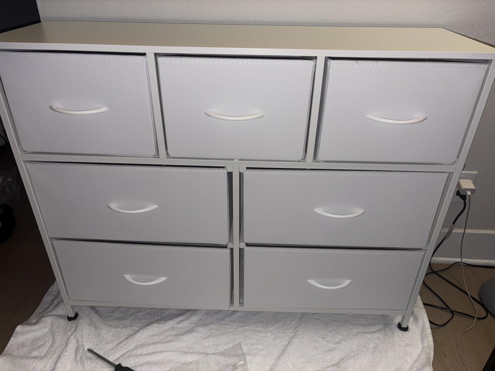 WLIVE 7 Drawer Dresser TV Stand, Entertainment Center, Media Console Table with Metal Frame and Wood Top for TV up to 45 inch, Chest of Drawers for Bedroom, Living Room, Black and Rustic Brown - Customer Photo 2