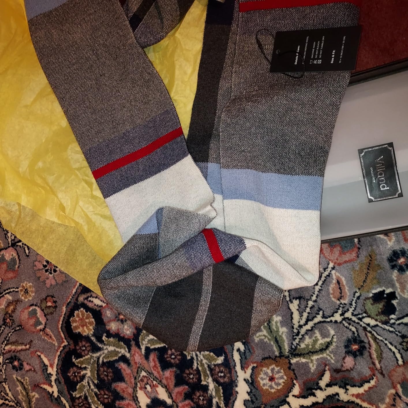 Villand Australian Merino Wool Tartan Knitted Scarf for Men, Plaid Winter Warm Thick Soft Neckwear with Gift Box - Customer Photo 1