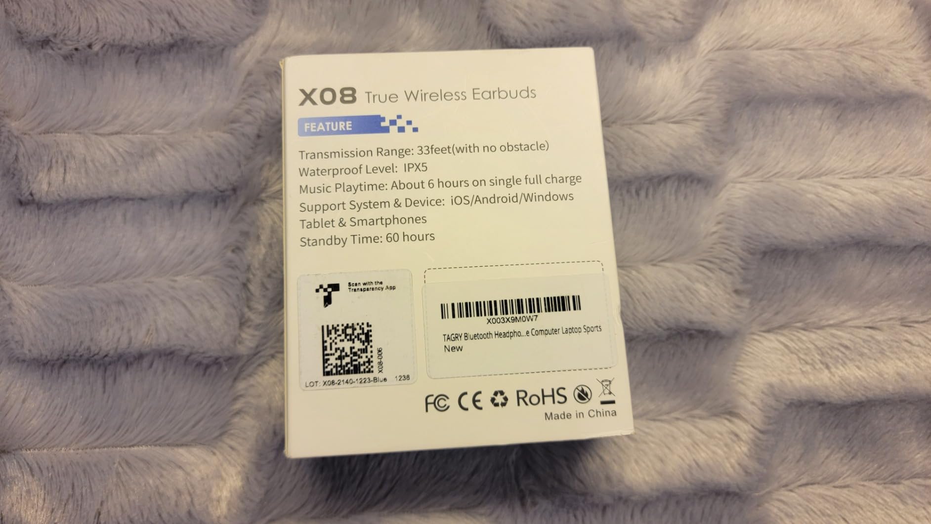 TAGRY Bluetooth Headphones True Wireless Earbuds 60H Playback LED Power Display Earphones with Wireless Charging Case IPX5 Waterproof in-Ear Ear buds with Mic for TV Smart Phone Laptop Computer Sports - Customer Photo 2