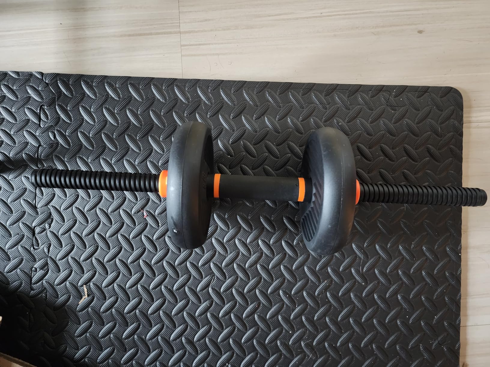 FEIERDUN Adjustable Dumbbells, 20/30/40/45/70/90lbs Free Weight Set with Connector, 5 in1 Dumbbells Set Used as Barbell, Kettlebells, Push up Stand, Weight Plate, Fitness Exercises for Home Gym Suitable Men/Women - Customer Photo 1