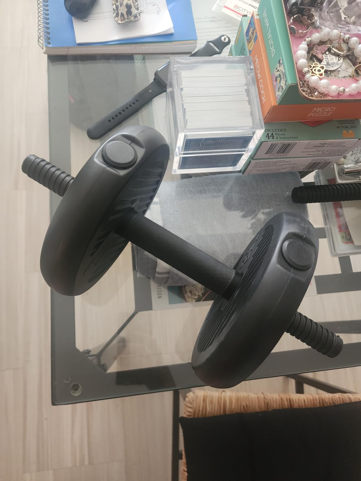 FEIERDUN Adjustable Dumbbells, 20/30/40/45/70/90lbs Free Weight Set with Connector, 5 in1 Dumbbells Set - Customer Photo 2